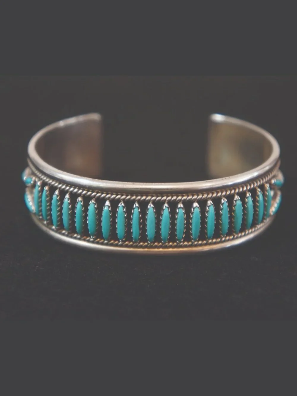 VTG Francis M. Begay Navajo Sterling Needlepoint Turquoise Cuff Bracelet